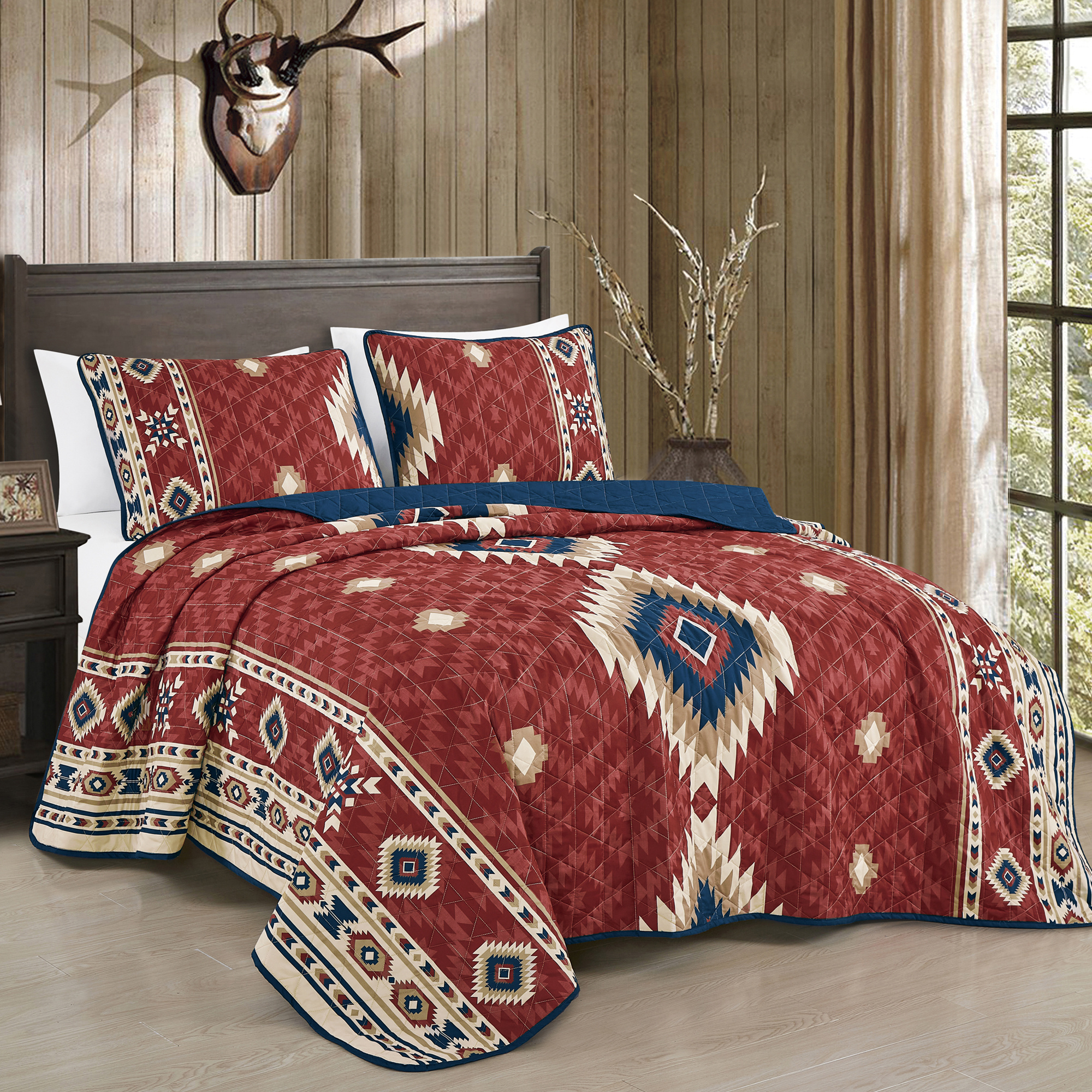 Quilt Cotton Summer - Southwestern Aztec Reversible Quilt Set -