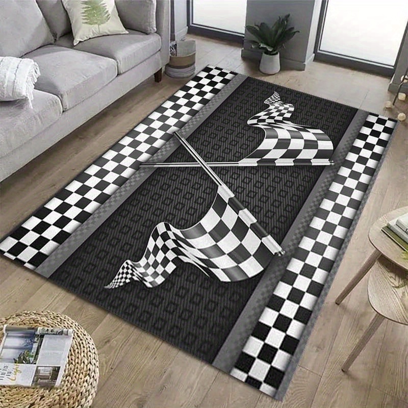 Your Home Textiles - Racing Flag Theme Carpet Crystal Velvet,