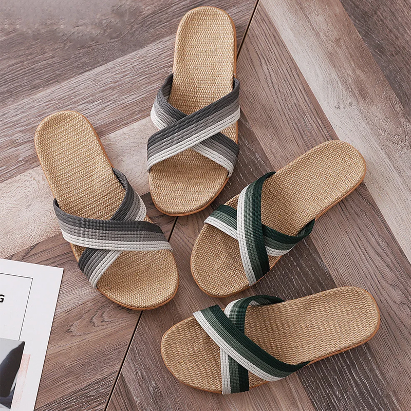 Home And Textiles - 2026 New Linen Slippers for Men