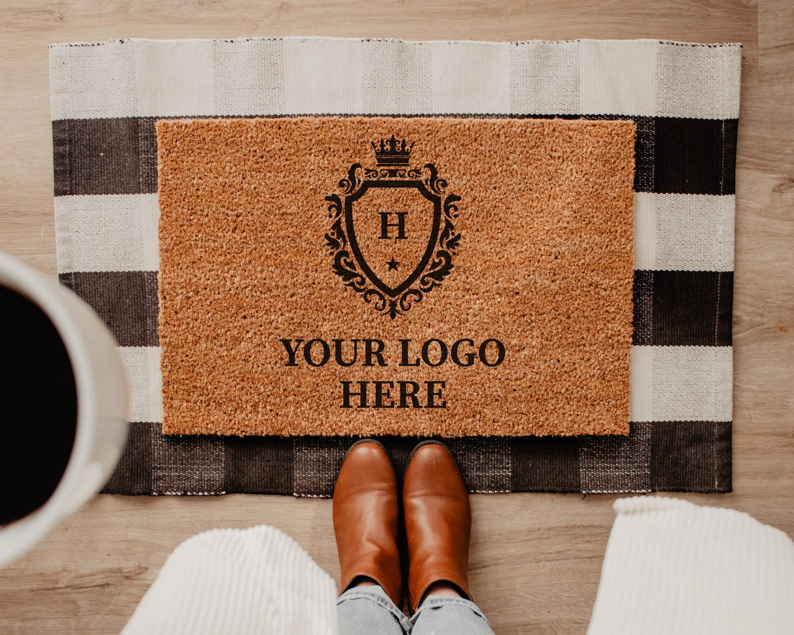Custom Logo Doormat Coir Anti- - Home Textiles Company のレビューと価格