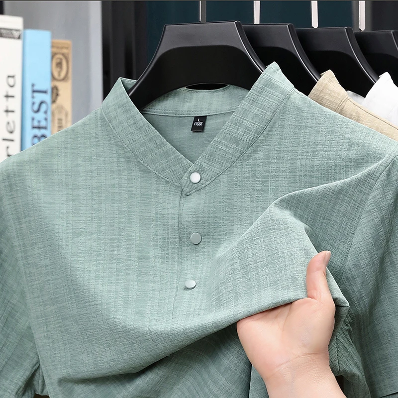 Summer Stand Collar Half Butto - Home And Textiles のレビューと価格