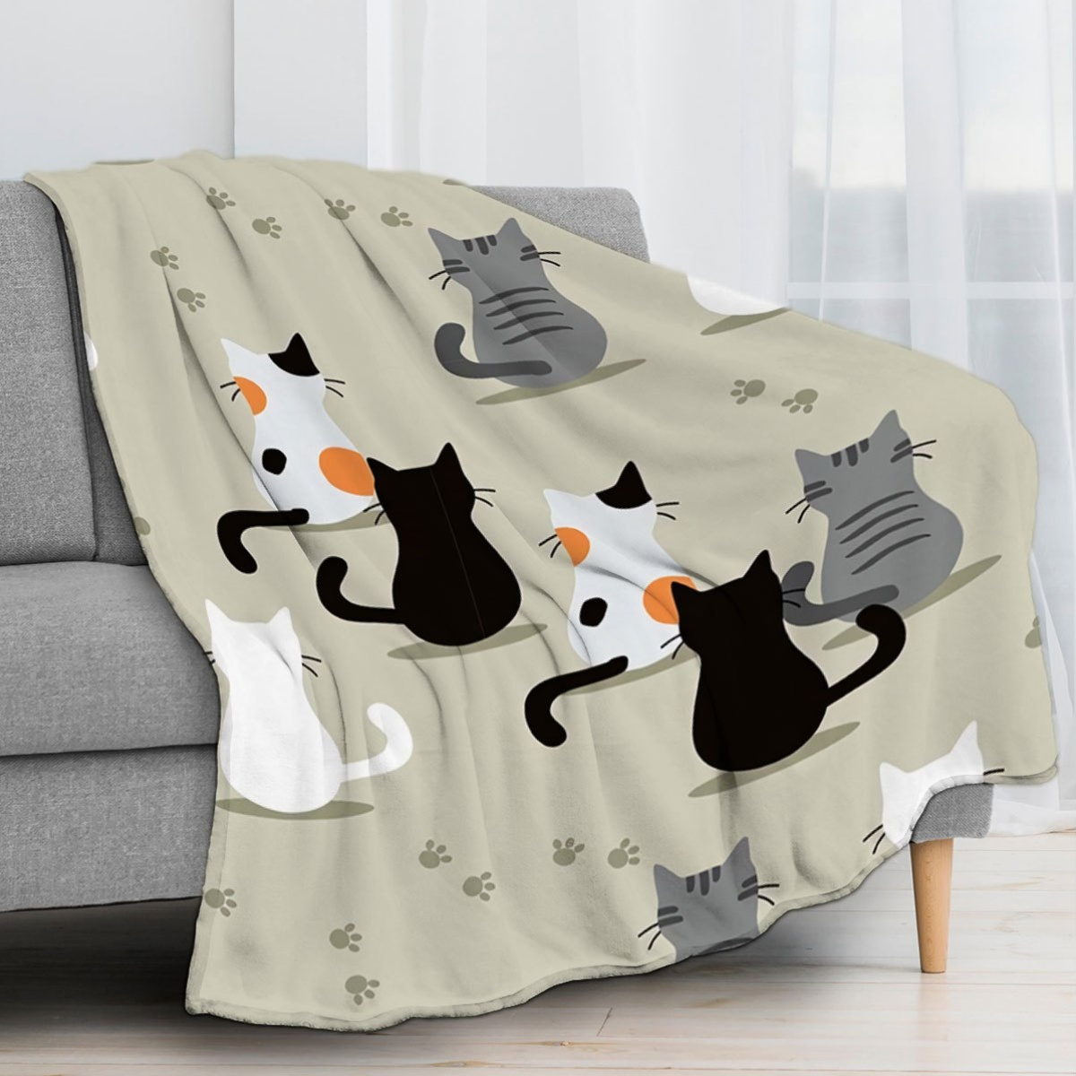 Blanket with a Cat Pattern, Pe - Your Home Textiles のレビューと価格