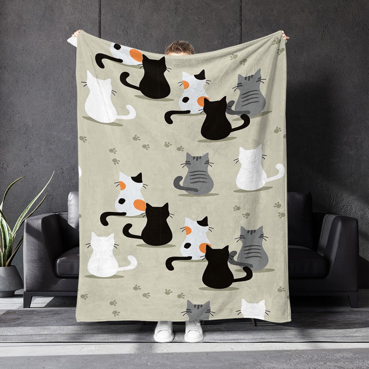 Blanket with a Cat Pattern, Pe - Your Home Textiles のレビューと価格