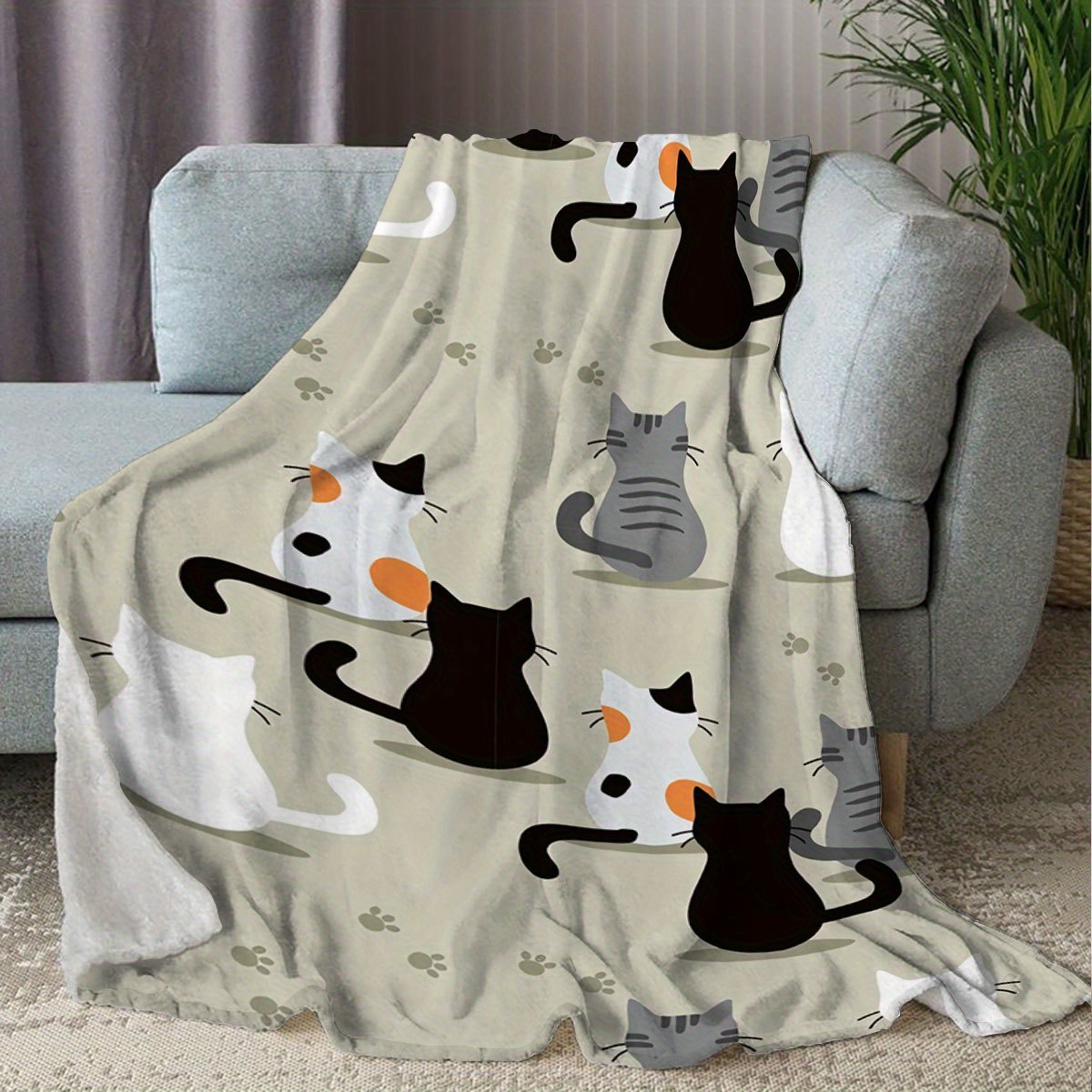 Blanket with a Cat Pattern, Pe - Your Home Textiles のレビューと価格