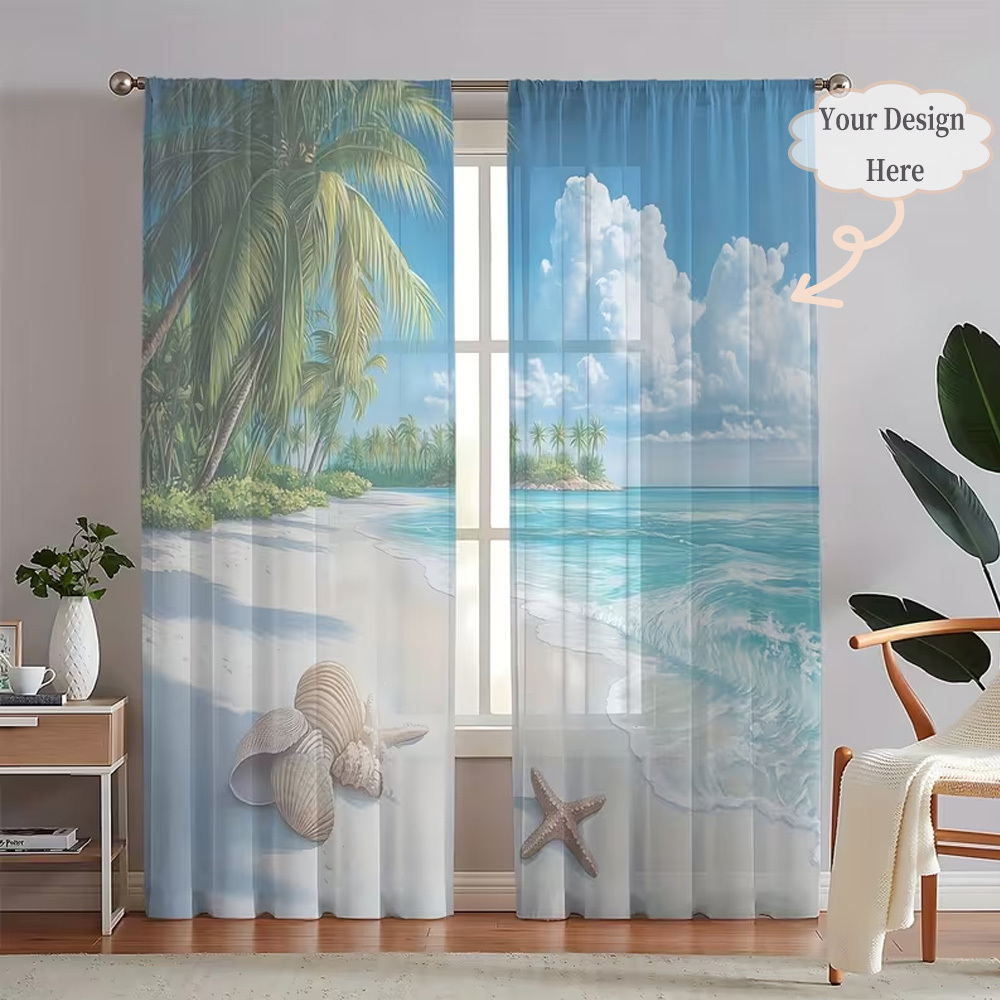 Custom 2D Flat 2pcs Sheer Curt - Your Home Textiles のレビューと価格