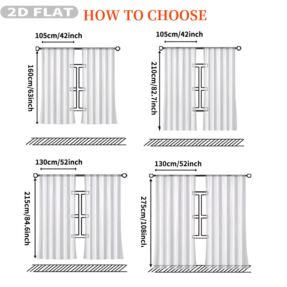 Custom 2D Flat 2pcs Sheer Curt - Your Home Textiles のレビューと価格