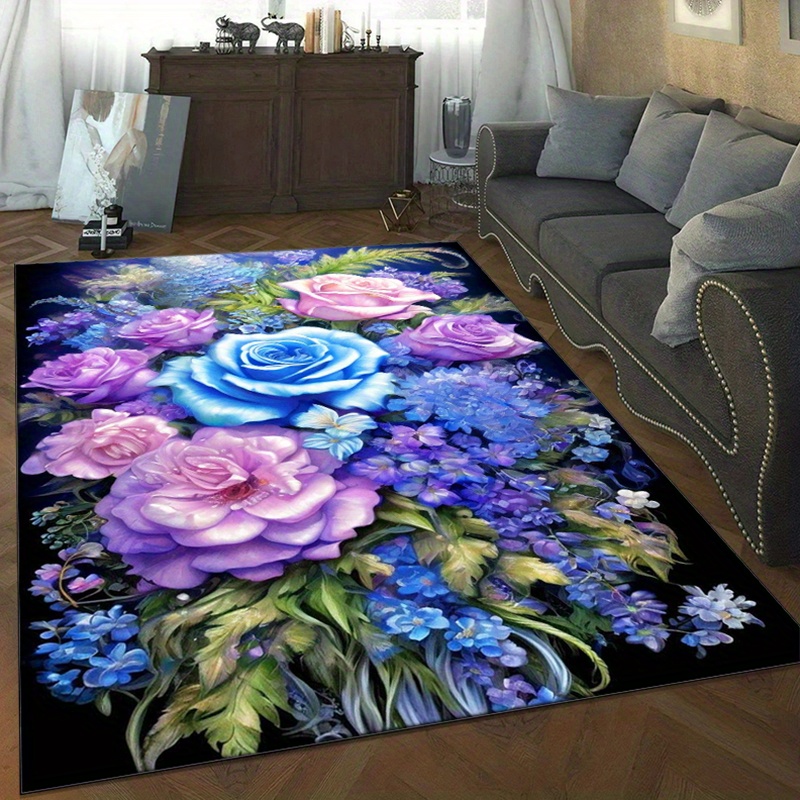 Floral rug with blue and purpl - Your Home Textiles のレビューと価格
