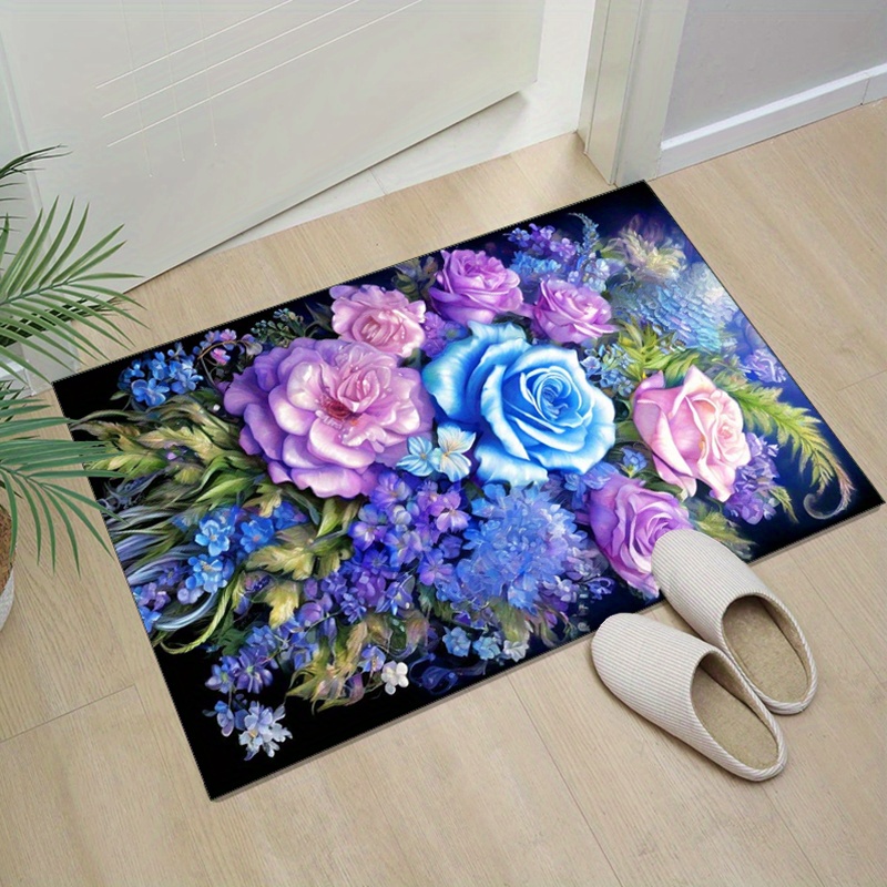 Floral rug with blue and purpl - Your Home Textiles のレビューと価格