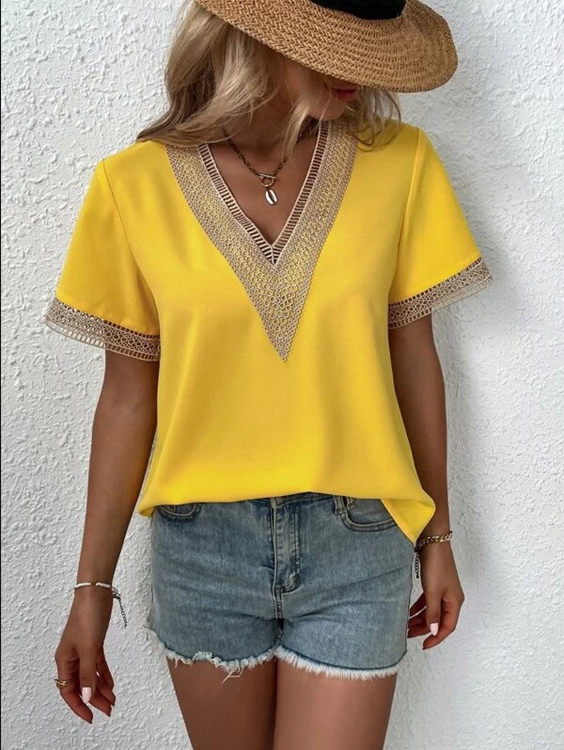 Elegant Blouse Fashion Short S - Quilt Cotton Summer のレビューと価格