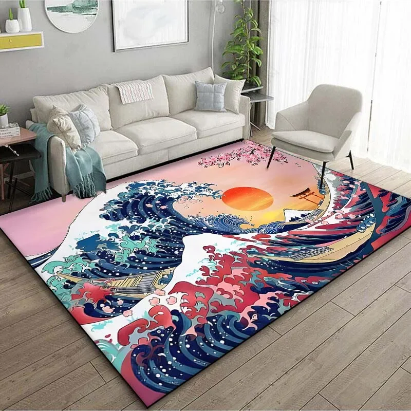 Japanese Art Kanagawa Waves Ca - Japanese Home Textiles のレビューと価格