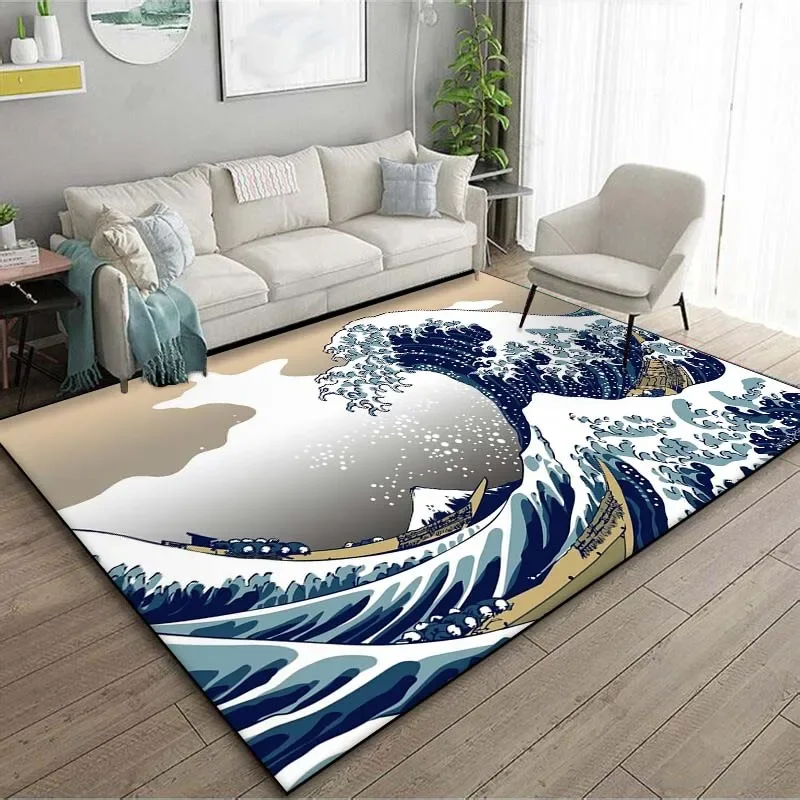 Japanese Art Kanagawa Waves Ca - Japanese Home Textiles のレビューと価格