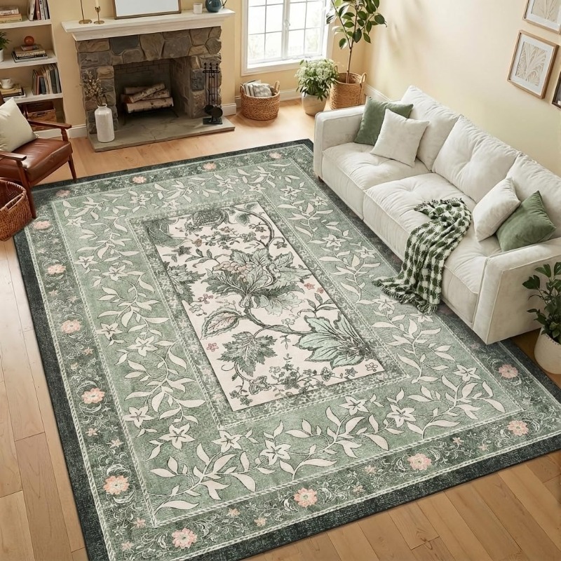 Retro Plant Print Carpet for L - Home Textiles Online のレビューと価格