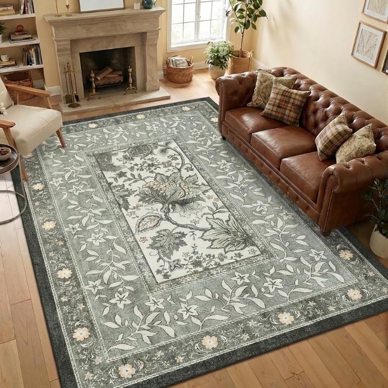 Retro Plant Print Carpet for L - Home Textiles Online のレビューと価格