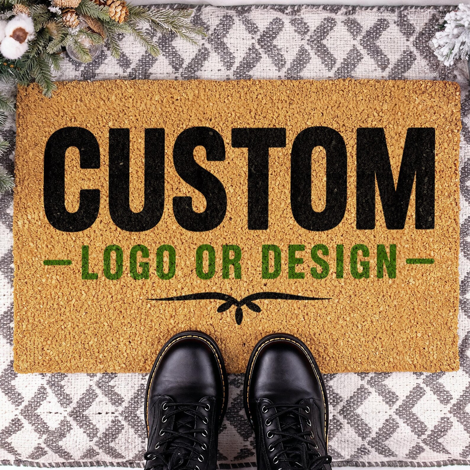 Customized Coir Doormat Logo T - Home Textiles Company のレビューと価格